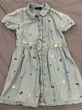 5/15⭐️Denim Embroidered Kids' Dress - French dept store Monoprix
